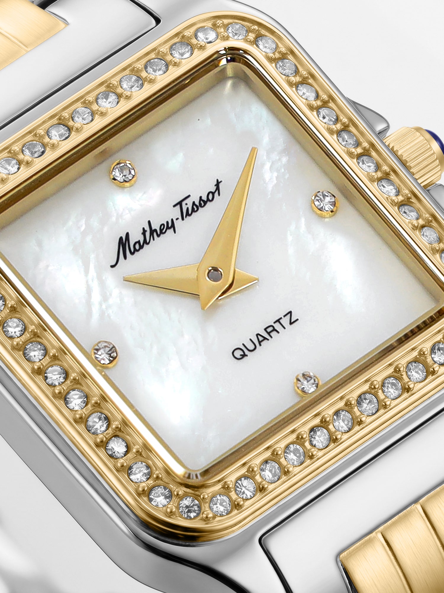 Mathey-Tissot Swiss Made Quartz White Mother of Pearl Dial Analog Watch - Ladies D971BQYI