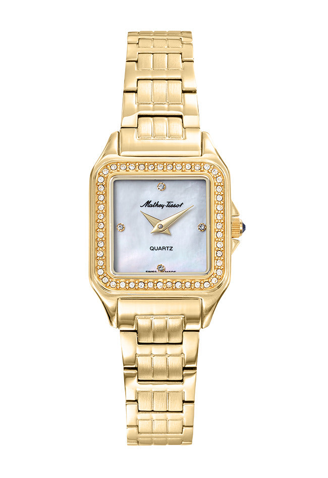 Mathey-Tissot Swiss Made Quartz White Mother of Pearl Dial Analog Watch - Ladies D971PQYI
