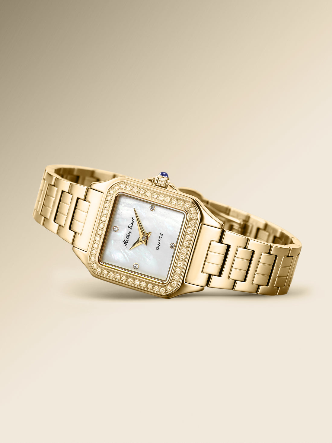 Mathey-Tissot Swiss Made Quartz White Mother of Pearl Dial Analog Watch - Ladies D971PQYI
