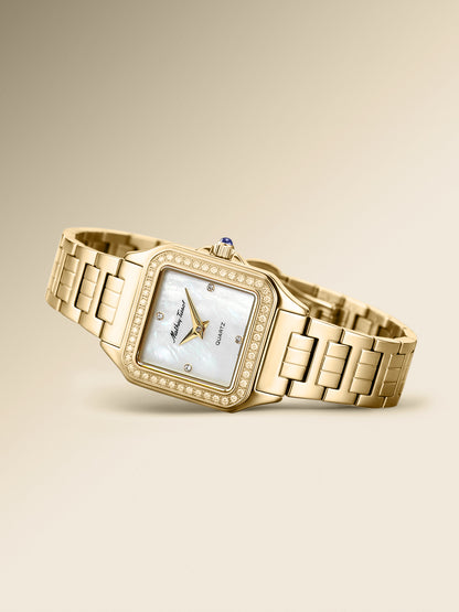 Mathey-Tissot Swiss Made Quartz White Mother of Pearl Dial Analog Watch - Ladies D971PQYI
