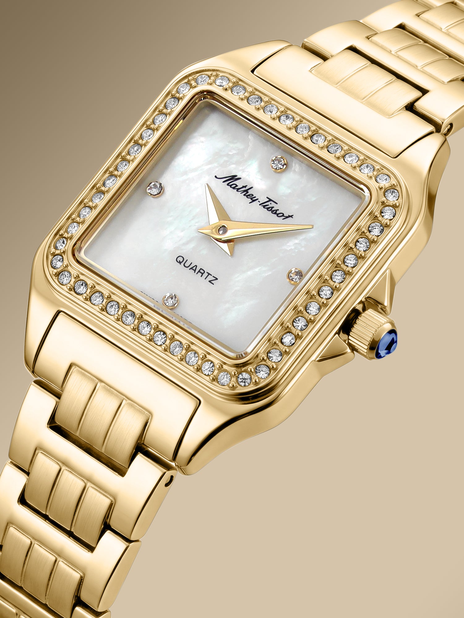 Mathey-Tissot Swiss Made Quartz White Mother of Pearl Dial Analog Watch - Ladies D971PQYI