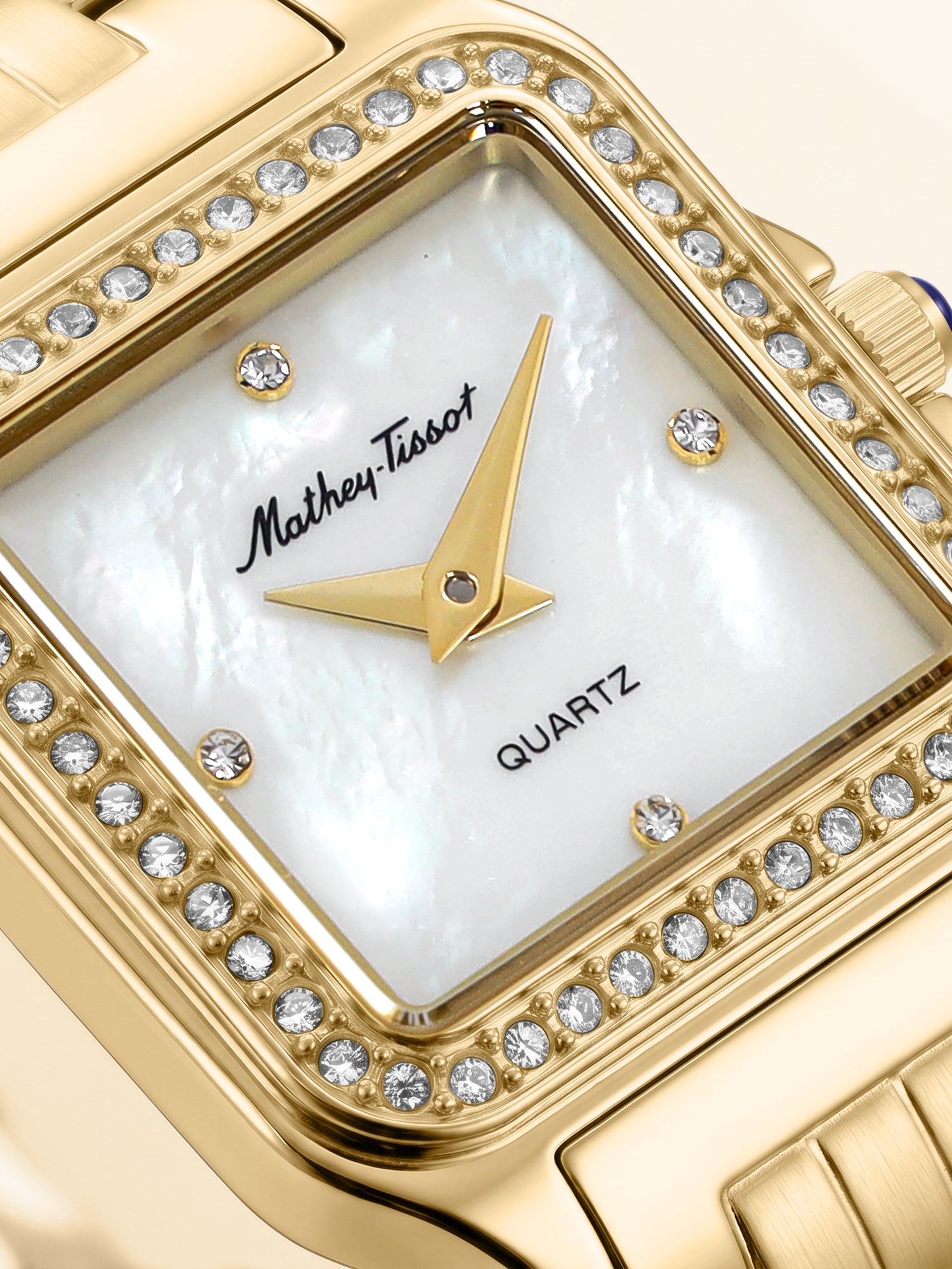 Mathey-Tissot Swiss Made Quartz White Mother of Pearl Dial Analog Watch - Ladies D971PQYI