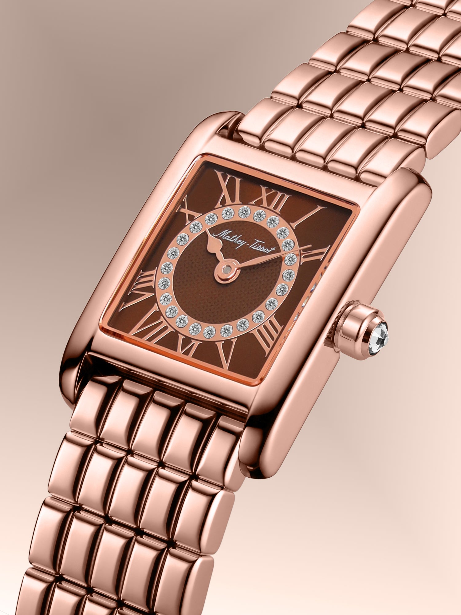 Mathey-Tissot Swiss Made Quartz Brown Dial Analog Watch - Ladies D972PRM