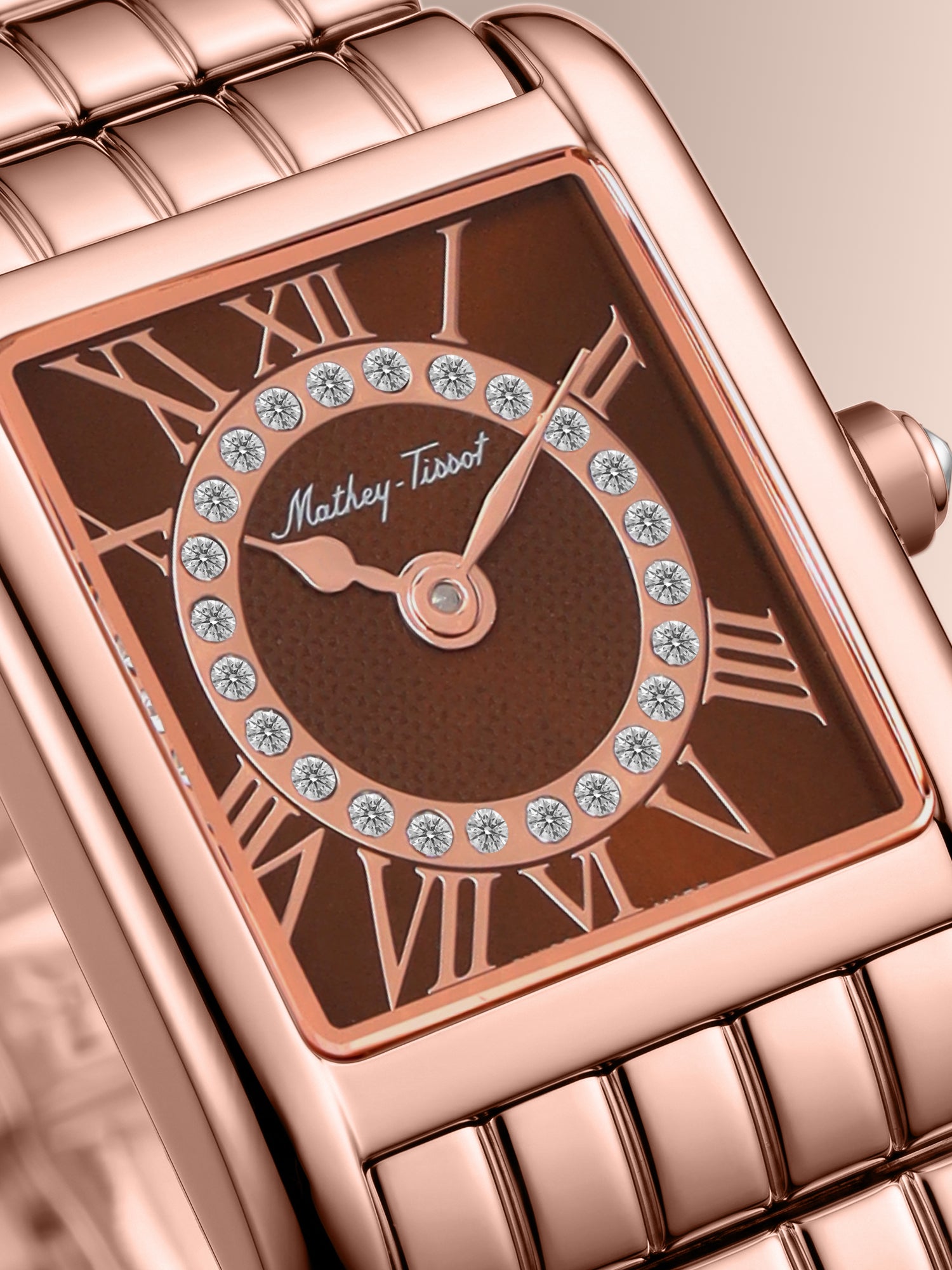 Mathey-Tissot Swiss Made Quartz Brown Dial Analog Watch - Ladies D972PRM
