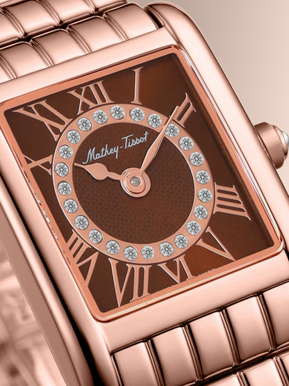 Mathey-Tissot Swiss Made Quartz Brown Dial Analog Watch - Ladies D972PRM