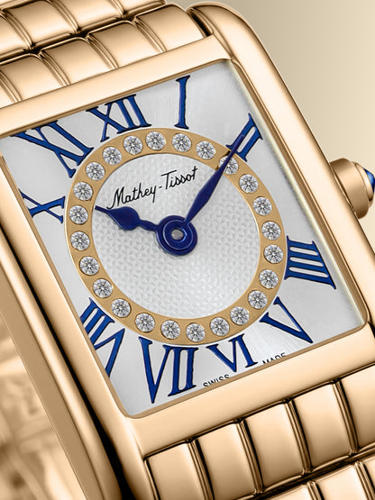 Mathey-Tissot Swiss Made Quartz White Dial Analog Watch - Ladies D972PYI