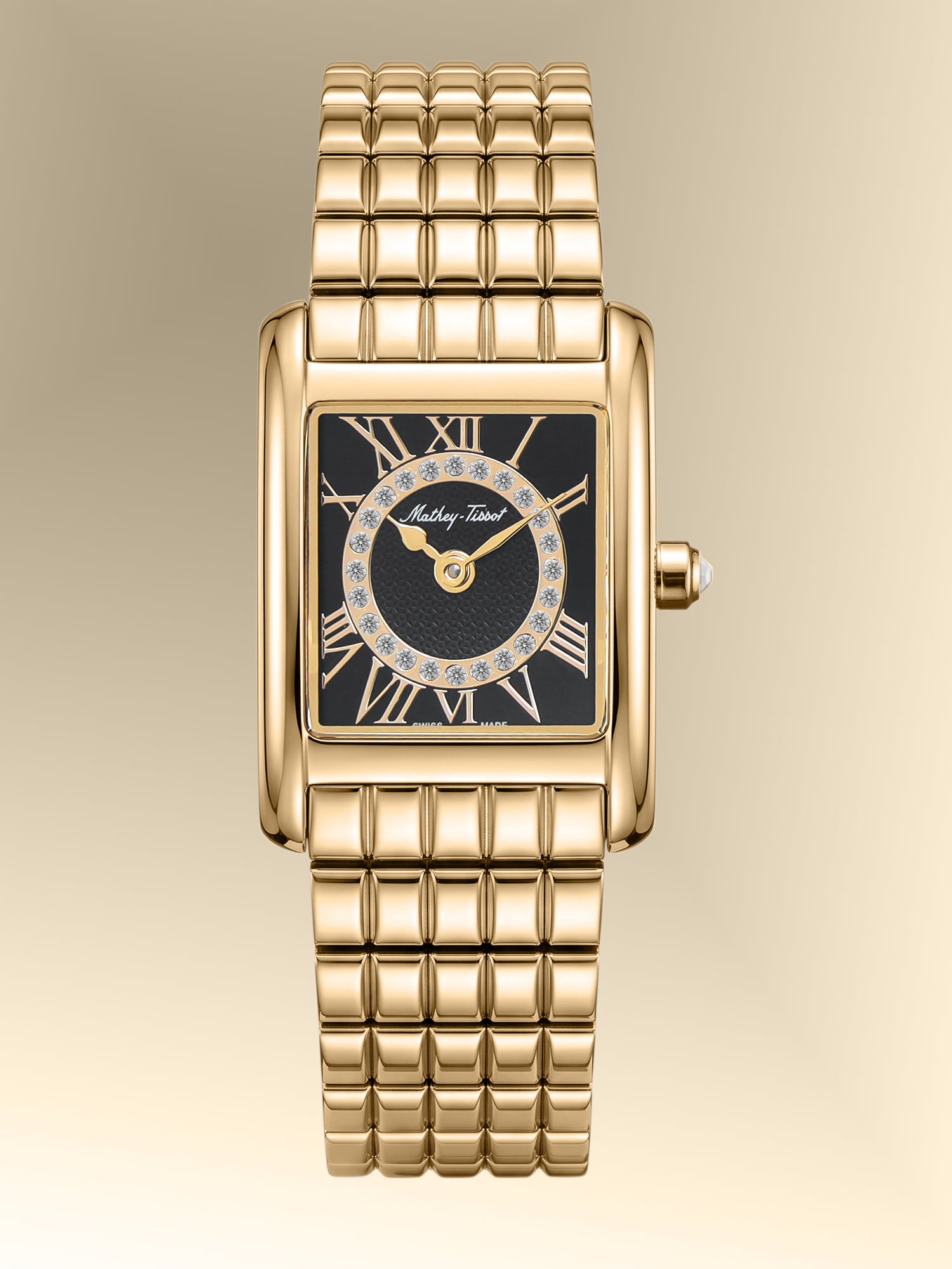 Mathey-Tissot Swiss Made Quartz Black Dial Analog Watch - Ladies D972PYN