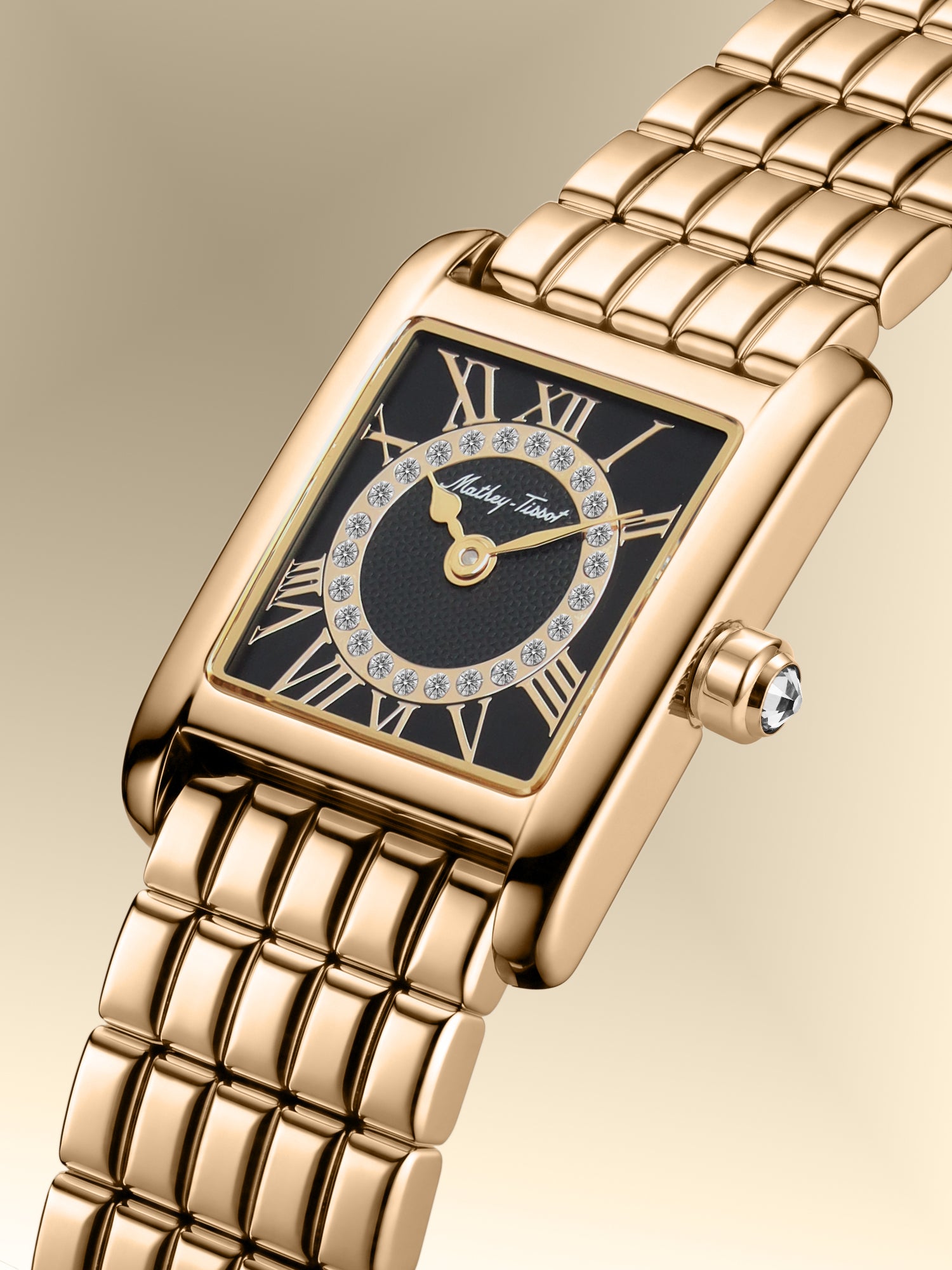 Mathey-Tissot Swiss Made Quartz Black Dial Analog Watch - Ladies D972PYN