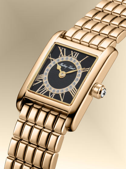 Mathey-Tissot Swiss Made Quartz Black Dial Analog Watch - Ladies D972PYN
