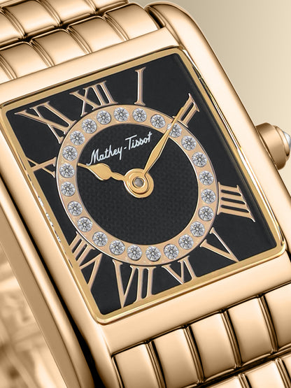 Mathey-Tissot Swiss Made Quartz Black Dial Analog Watch - Ladies D972PYN