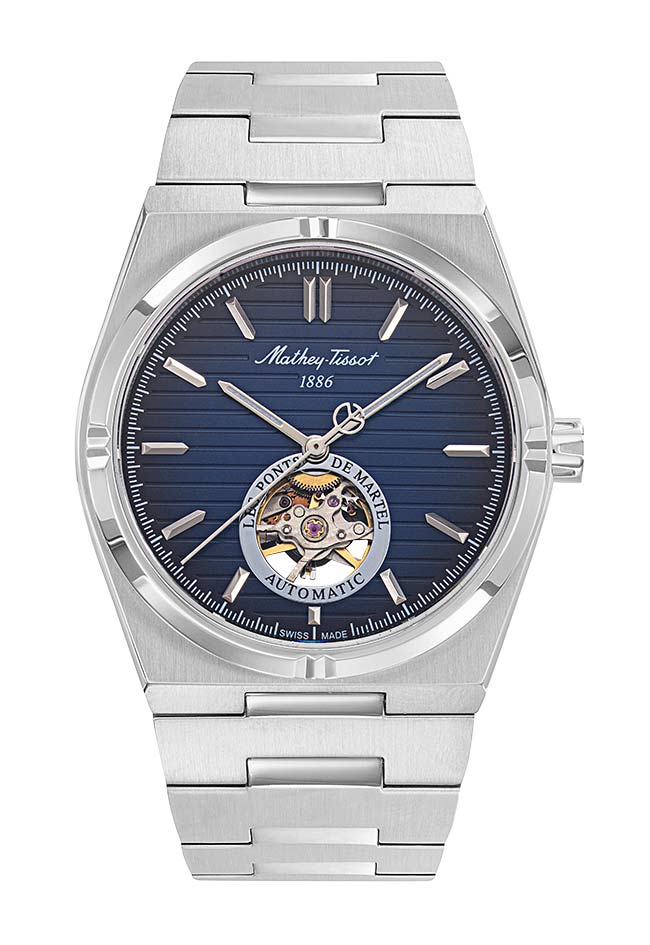 Mathey-Tissot Swiss Made Zeus Open Heart Automatic Blue Dial Analog Watch For Gents - EF118ATABU