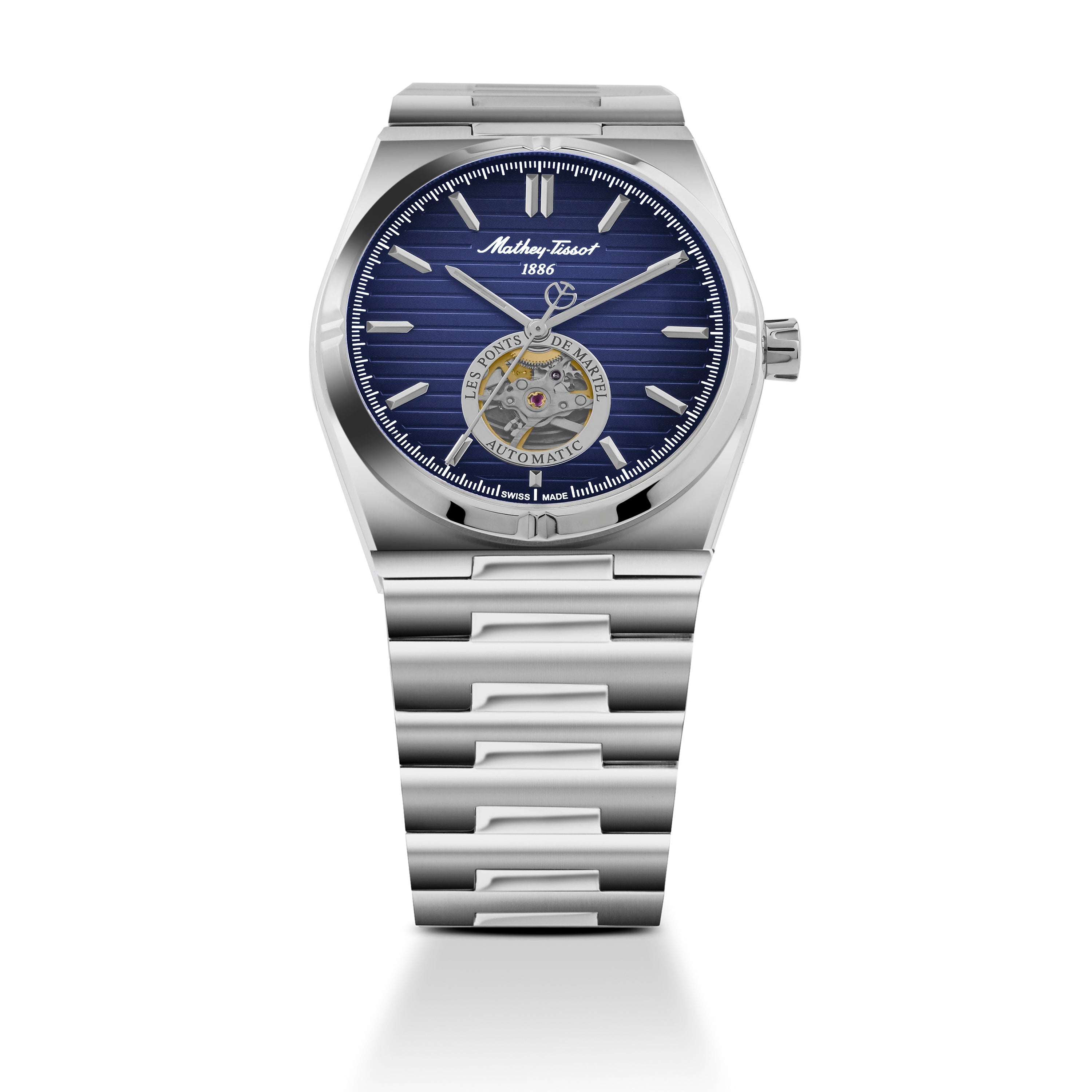 Mathey-Tissot Swiss Made Zeus Open Heart Automatic Blue Dial Analog Watch For Gents - EF118ATABU
