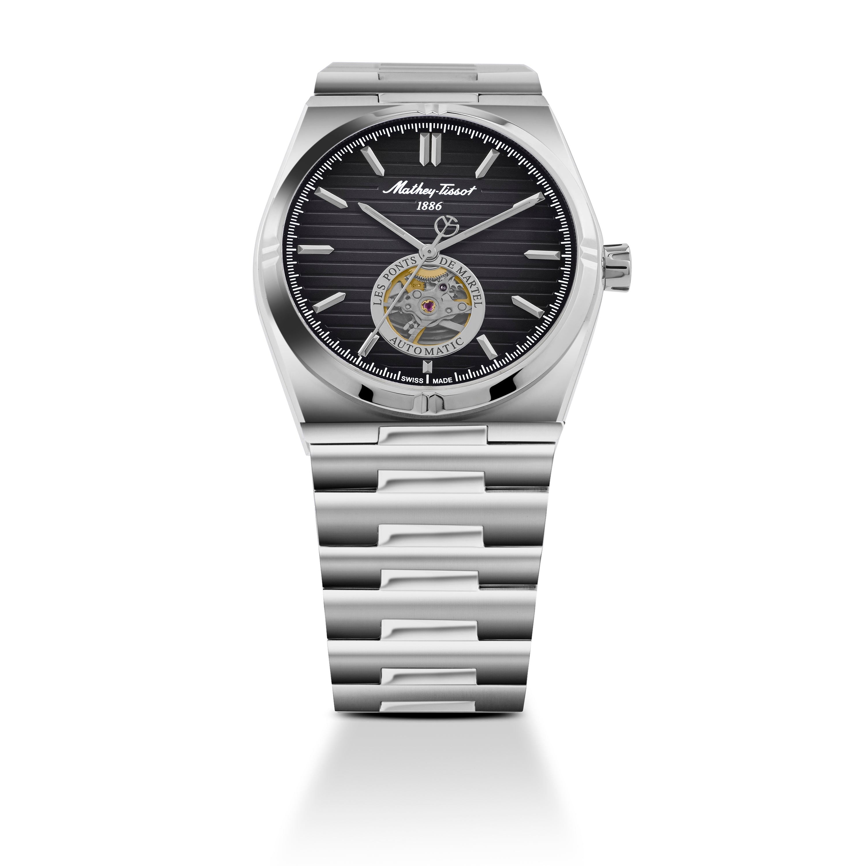 Mathey-Tissot Swiss Made Zeus Open Heart Automatic Black Dial Analog Watch For Gents - EF118ATAN