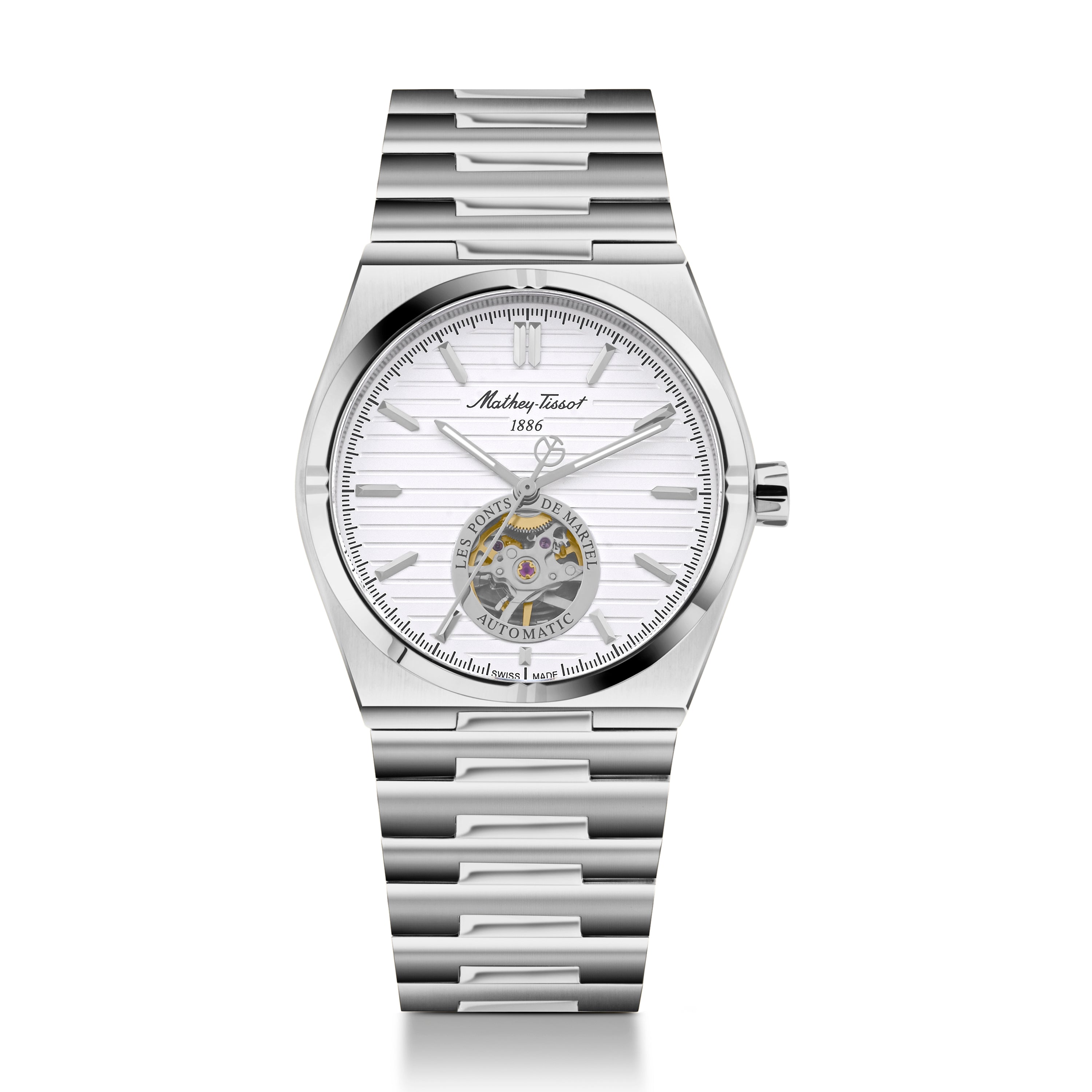 Mathey-Tissot Swiss Made Zeus Open Heart Automatic White Dial Analog Watch For Gents - EF118ATAS