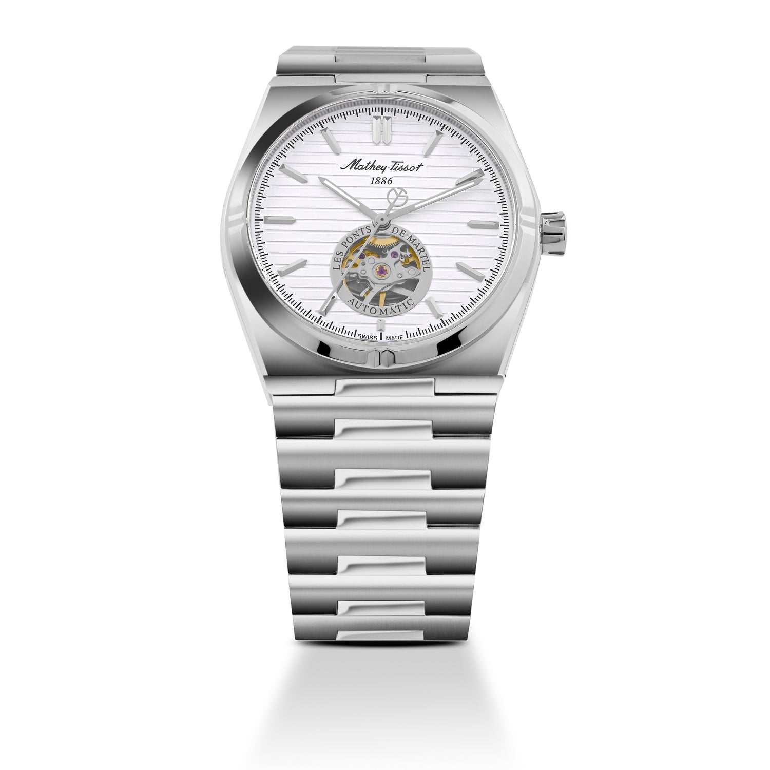 Mathey-Tissot Swiss Made Zeus Open Heart Automatic White Dial Analog Watch For Gents - EF118ATAS
