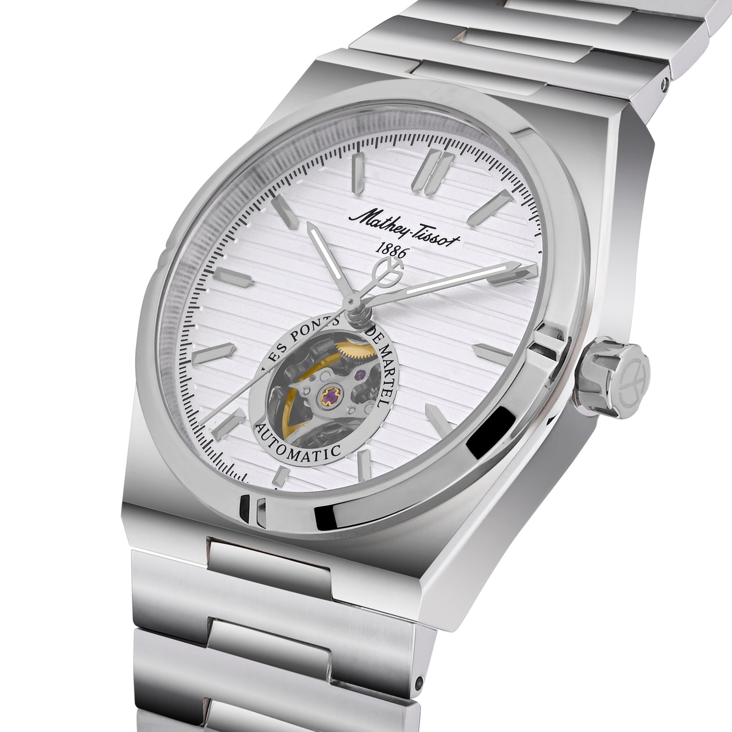Mathey-Tissot Swiss Made Zeus Open Heart Automatic White Dial Analog Watch For Gents - EF118ATAS