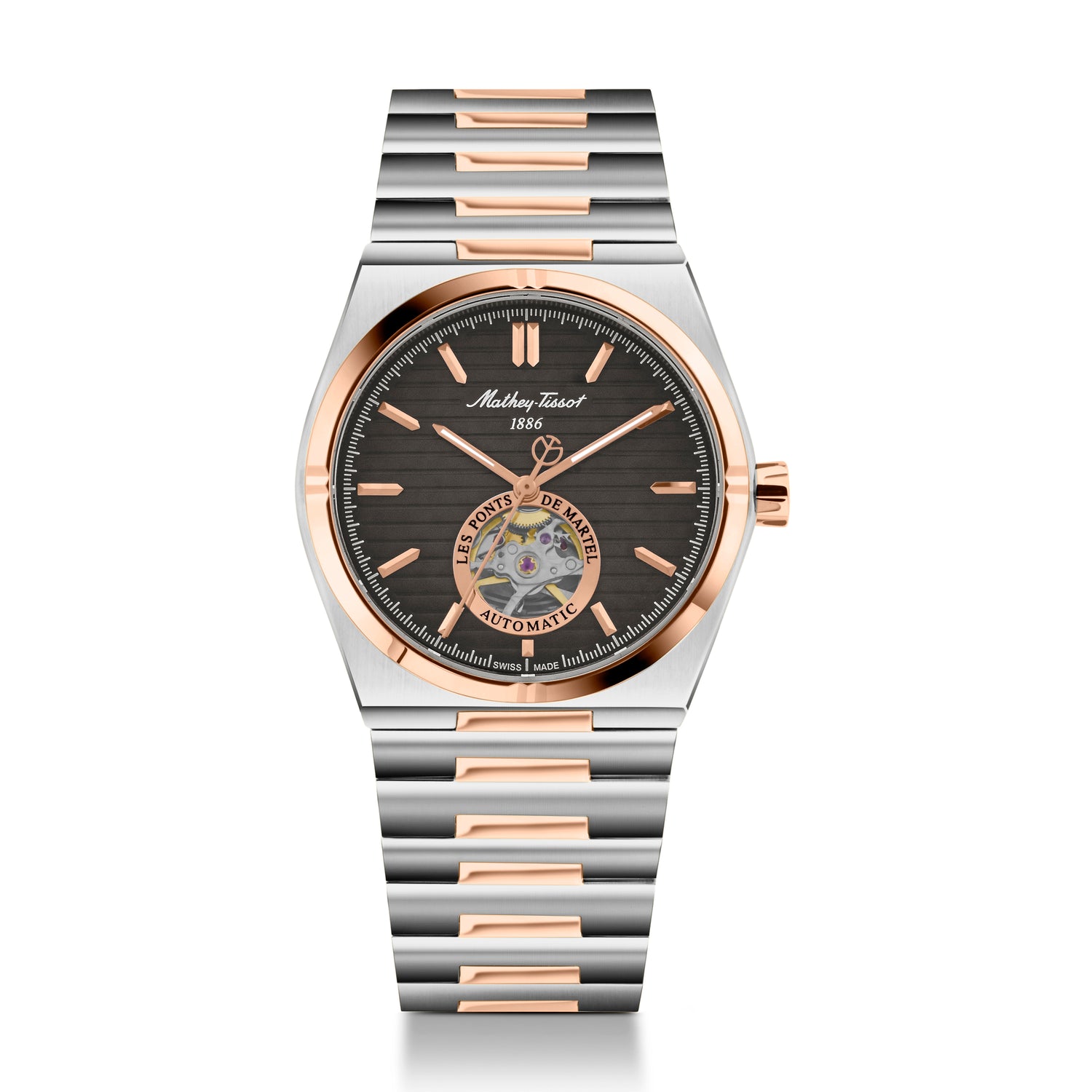 Mathey-Tissot Swiss Made Zeus Open Heart Automatic Black Dial Analog Watch For Gents - EF118ATRS