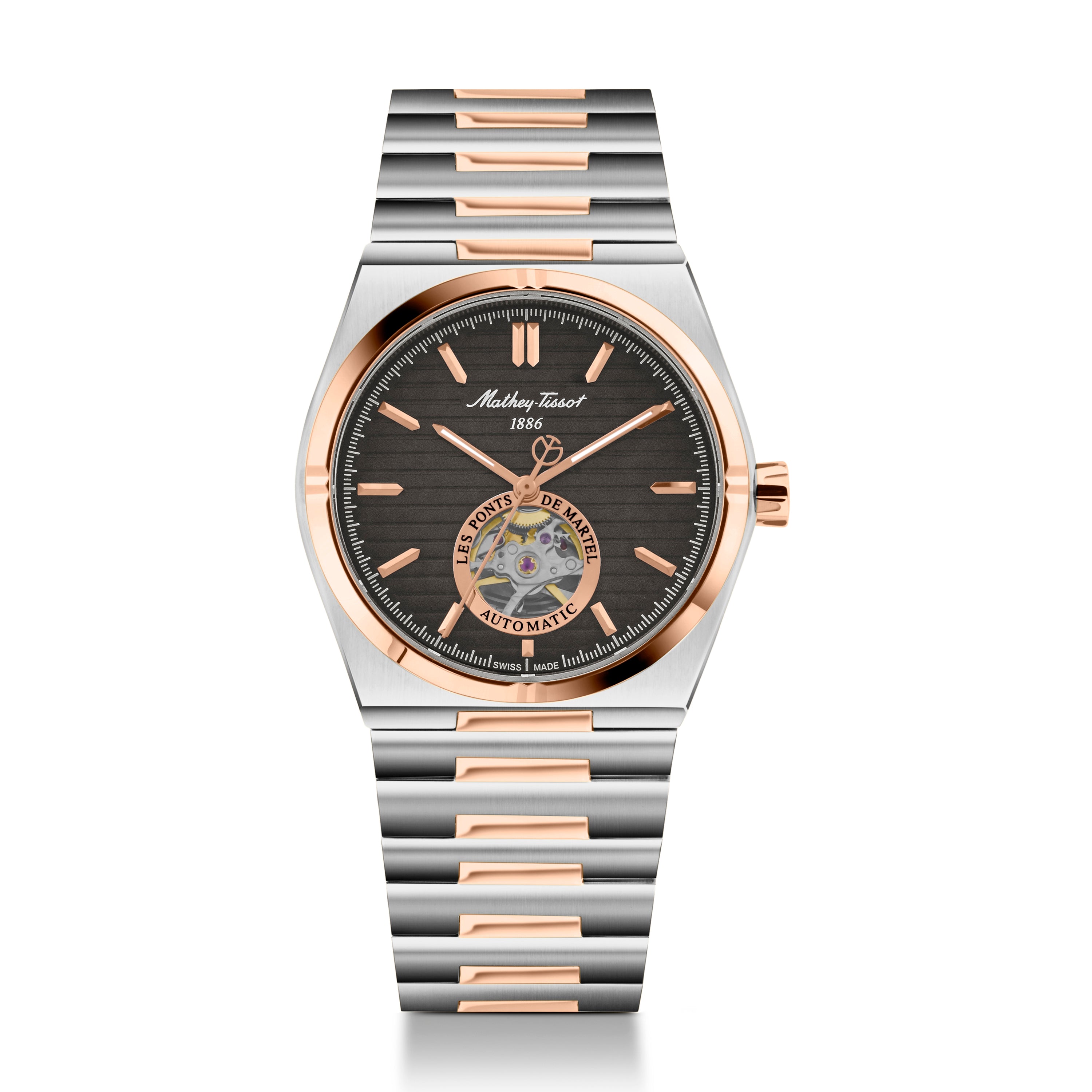 Mathey-Tissot Swiss Made Zeus Open Heart Automatic Black Dial Analog Watch For Gents - EF118ATRS