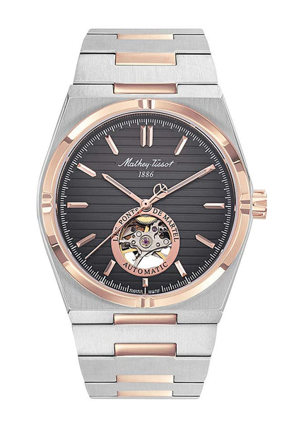 Mathey-Tissot Swiss Made Zeus Open Heart Automatic Black Dial Analog Watch For Gents - EF118ATRS