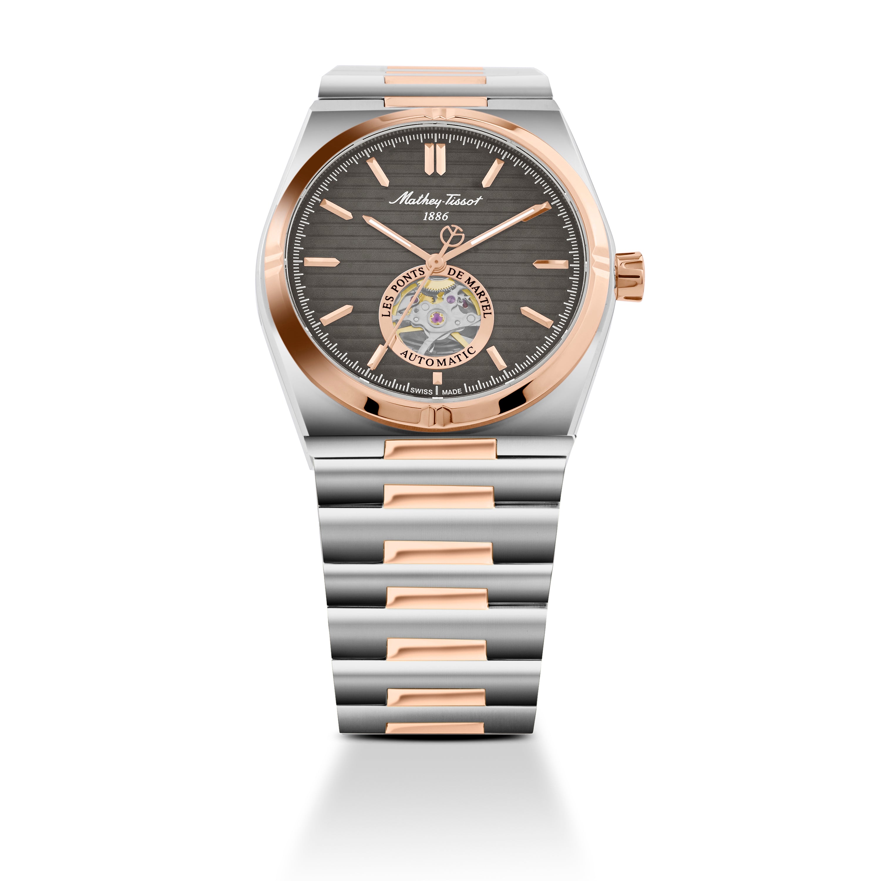 Mathey-Tissot Swiss Made Zeus Open Heart Automatic Black Dial Analog Watch For Gents - EF118ATRS