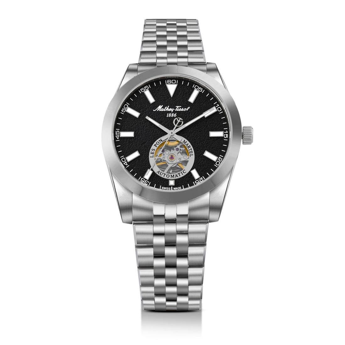 Mathey-Tissot Swiss Made Zeus Open Heart Automatic Black Dial Analog Watch For Gents - EF1450ATAN