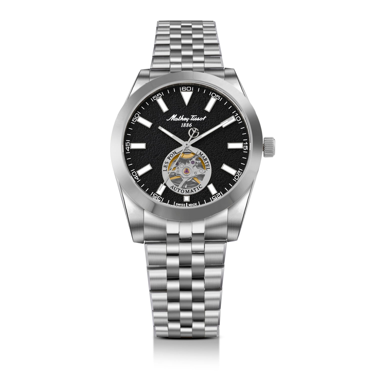 Mathey-Tissot Swiss Made Zeus Open Heart Automatic Black Dial Analog Watch For Gents - EF1450ATAN