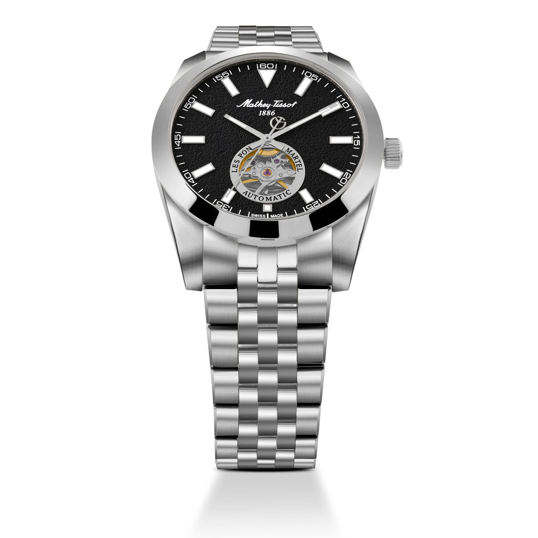 Mathey-Tissot Swiss Made Zeus Open Heart Automatic Black Dial Analog Watch For Gents - EF1450ATAN