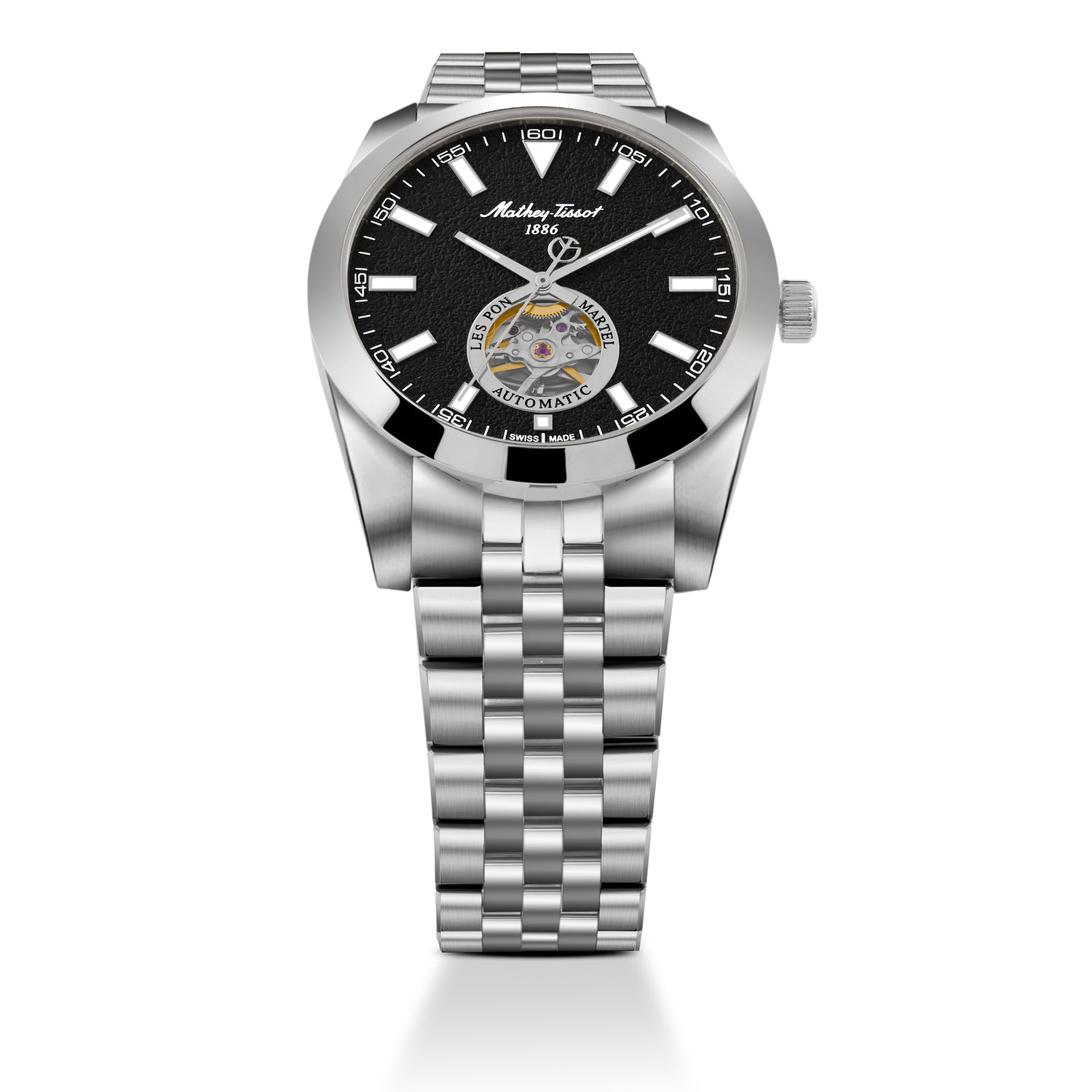 Mathey-Tissot Swiss Made Zeus Open Heart Automatic Black Dial Analog Watch For Gents - EF1450ATAN