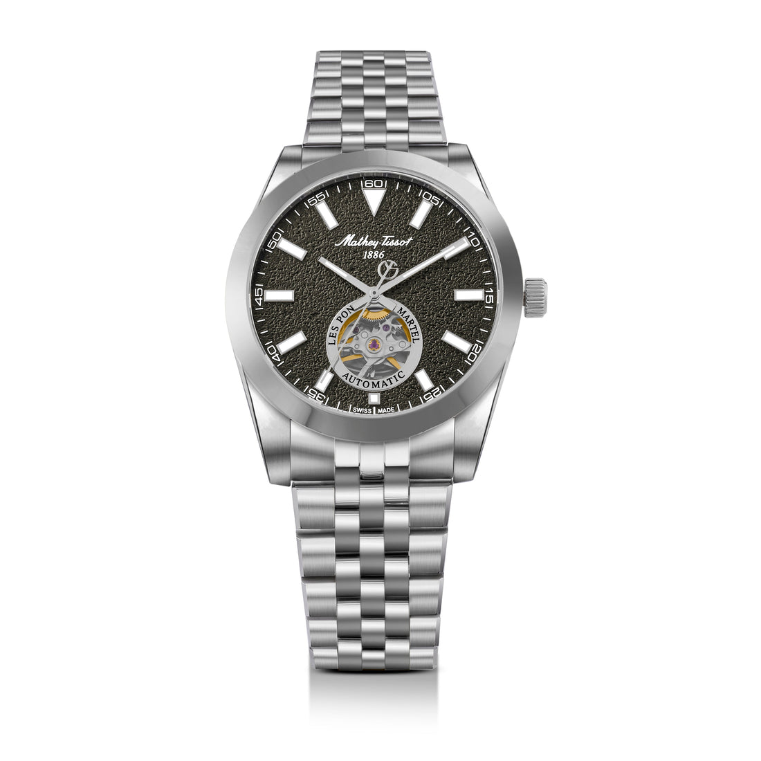 Mathey-Tissot Swiss Made Zeus Open Heart Automatic Grey Dial Analog Watch For Gents - EF1450ATAS