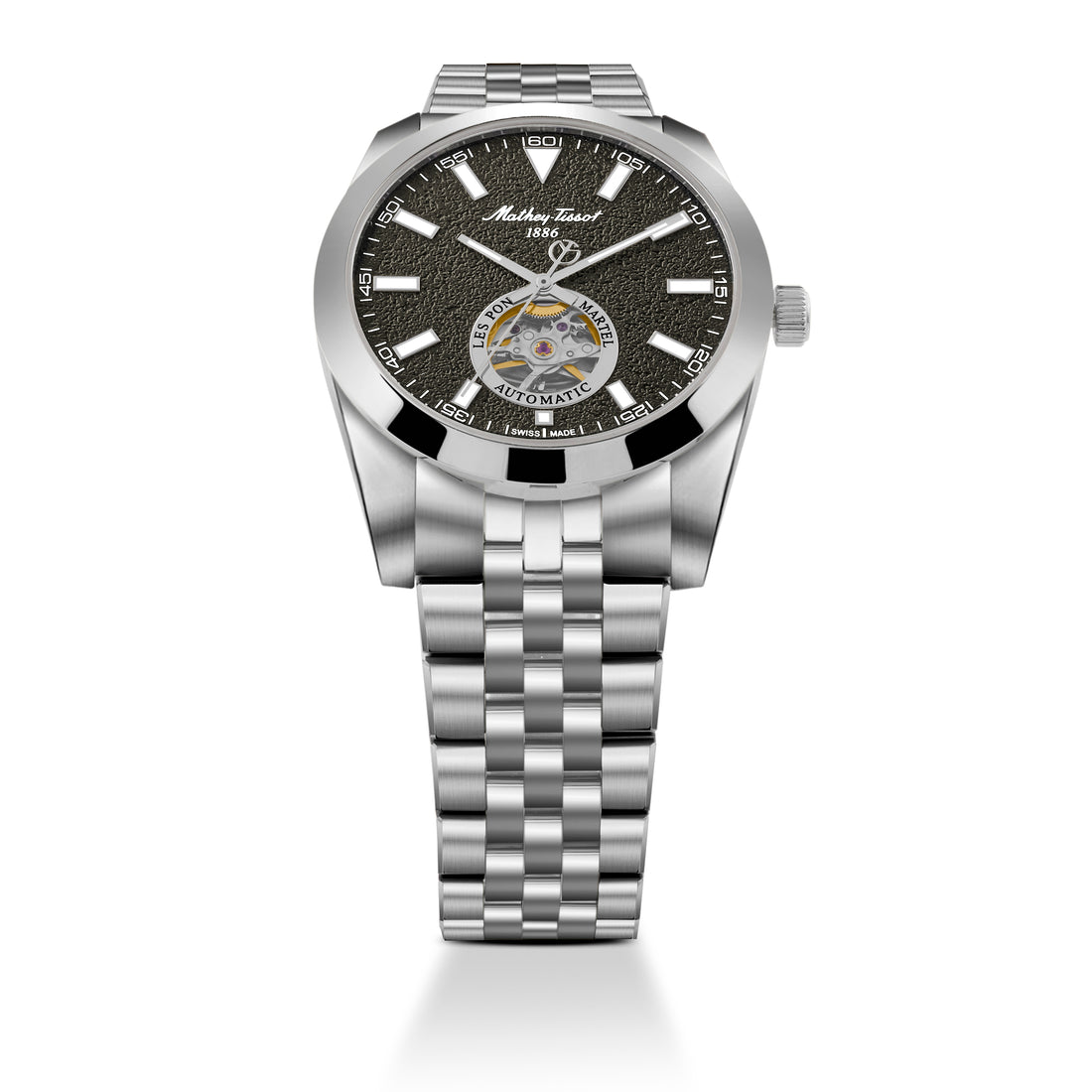 Mathey-Tissot Swiss Made Zeus Open Heart Automatic Grey Dial Analog Watch For Gents - EF1450ATAS