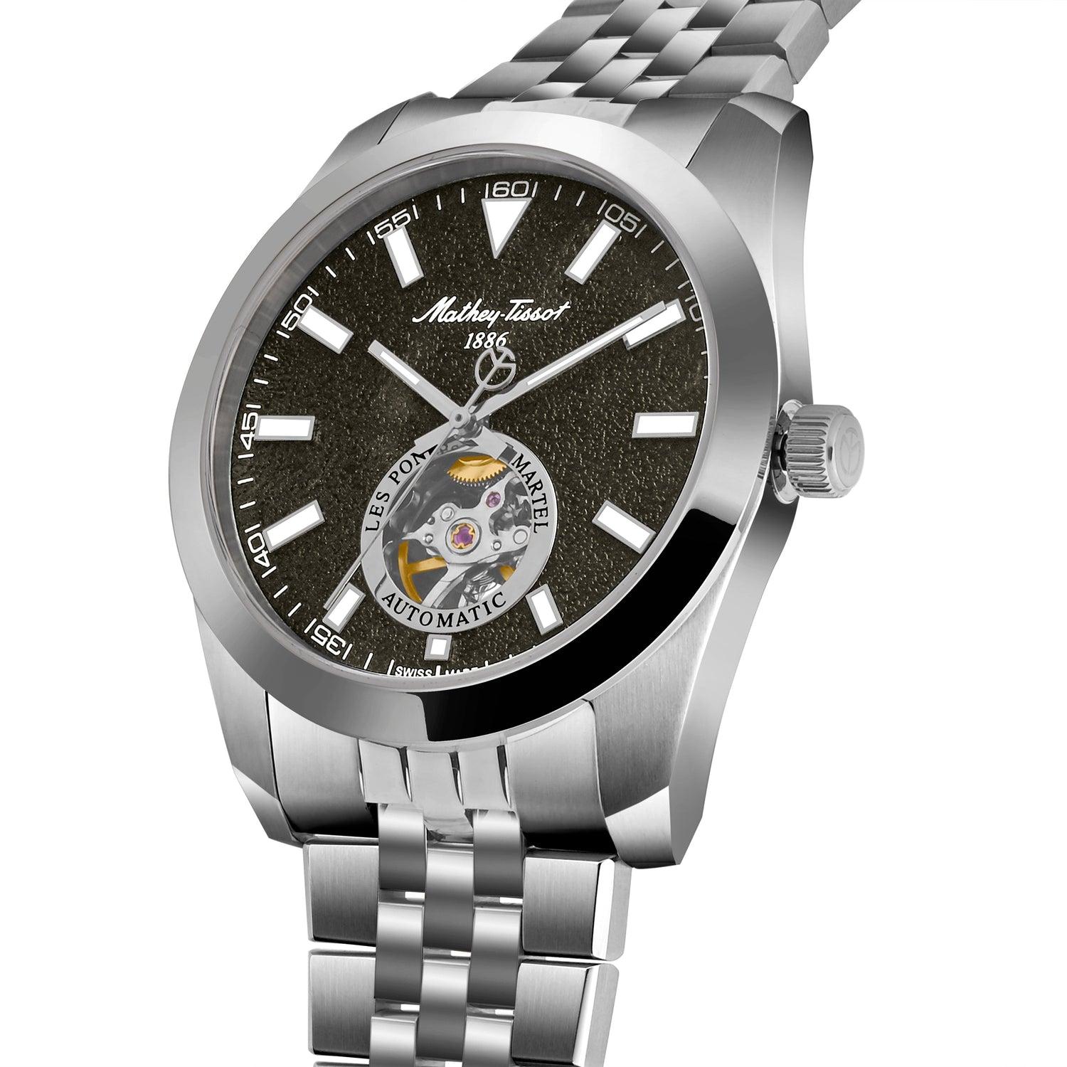Mathey-Tissot Swiss Made Zeus Open Heart Automatic Grey Dial Analog Watch For Gents - EF1450ATAS