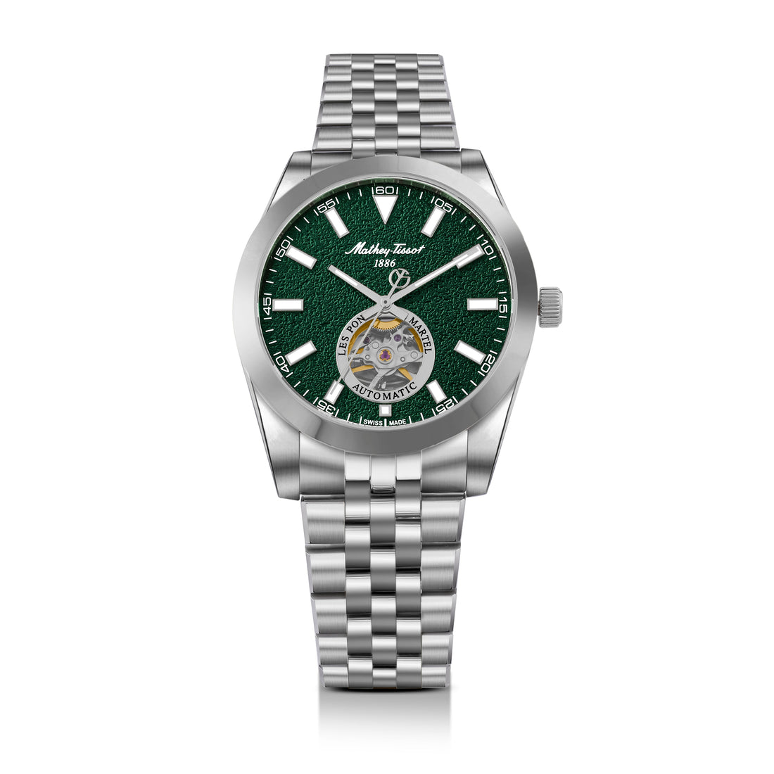 Mathey-Tissot Swiss Made Zeus Open Heart Automatic Green Dial Analog Watch For Gents - EF1450ATAV