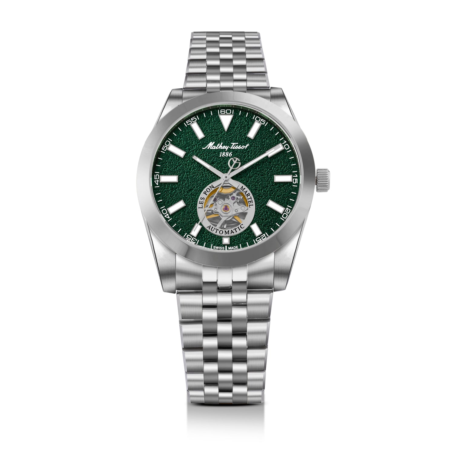 Mathey-Tissot Swiss Made Zeus Open Heart Automatic Green Dial Analog Watch For Gents - EF1450ATAV