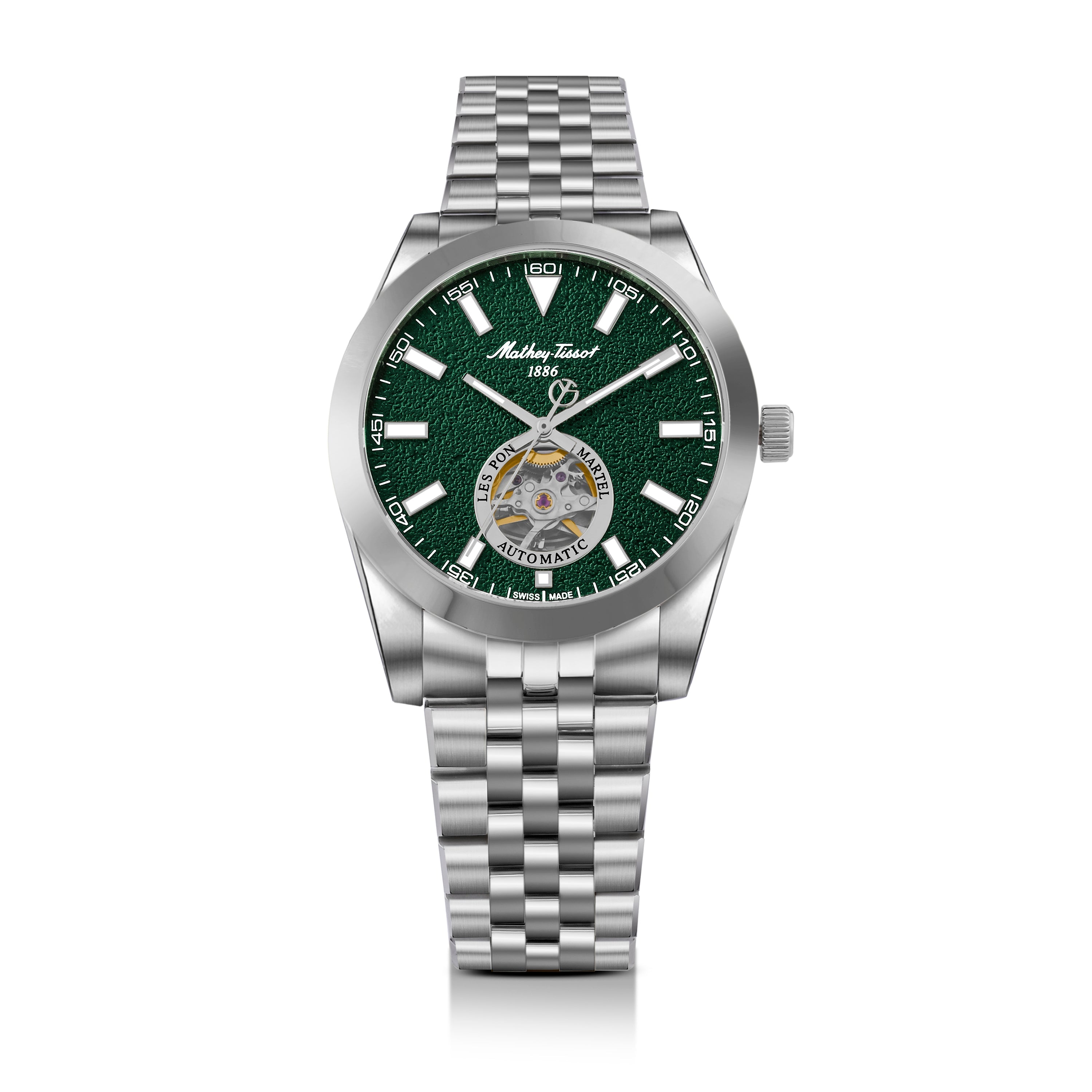 Mathey-Tissot Swiss Made Zeus Open Heart Automatic Green Dial Analog Watch For Gents - EF1450ATAV