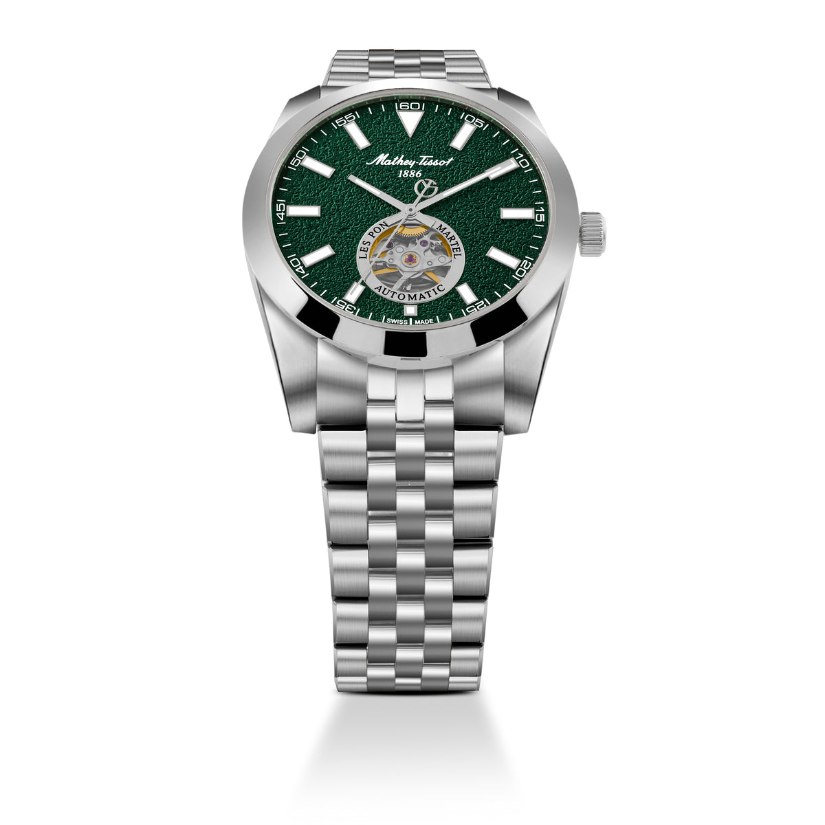 Mathey-Tissot Swiss Made Zeus Open Heart Automatic Green Dial Analog Watch For Gents - EF1450ATAV