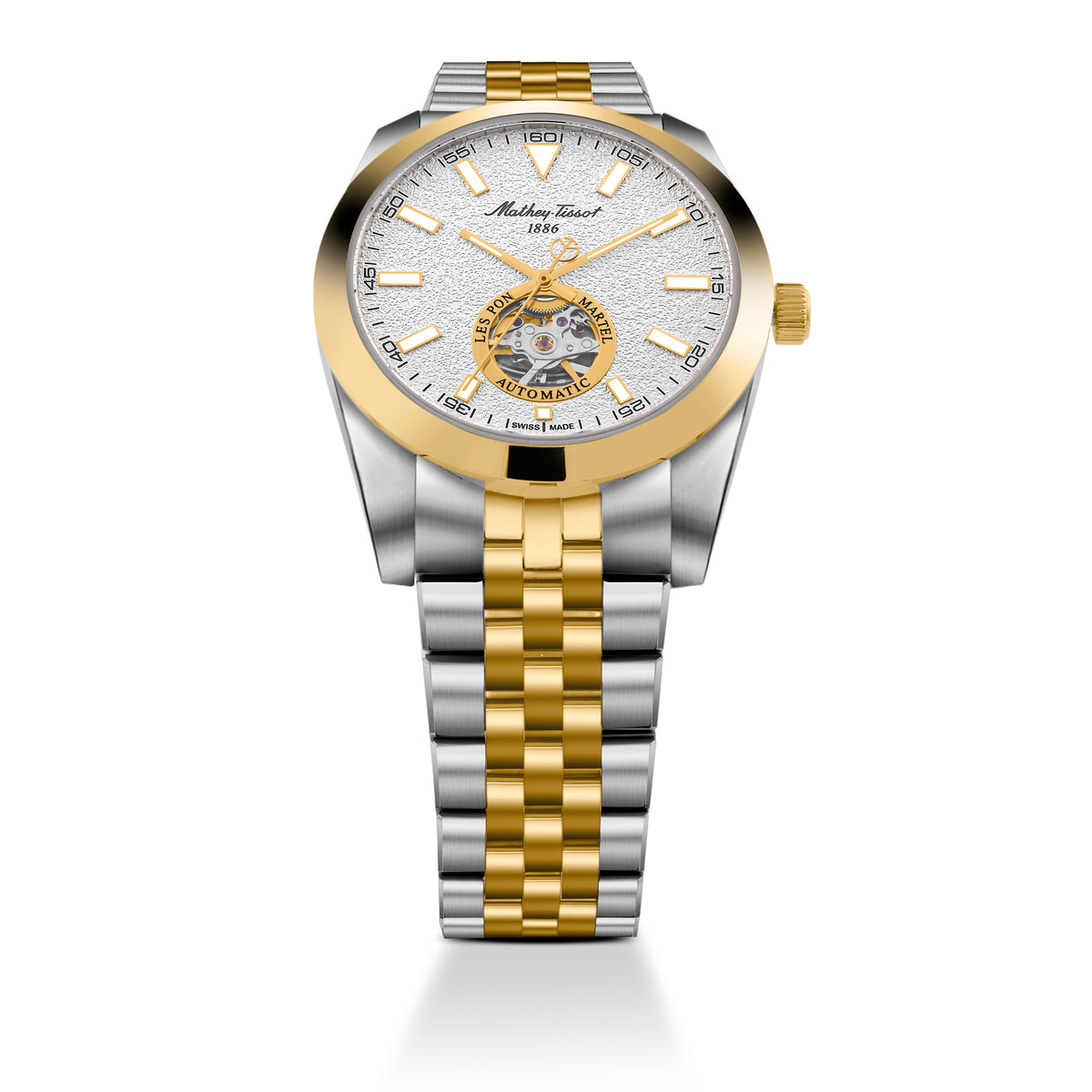 Mathey-Tissot Swiss Made Zeus Open Heart Automatic White Dial Analog Watch For Gents - EF1450ATBI