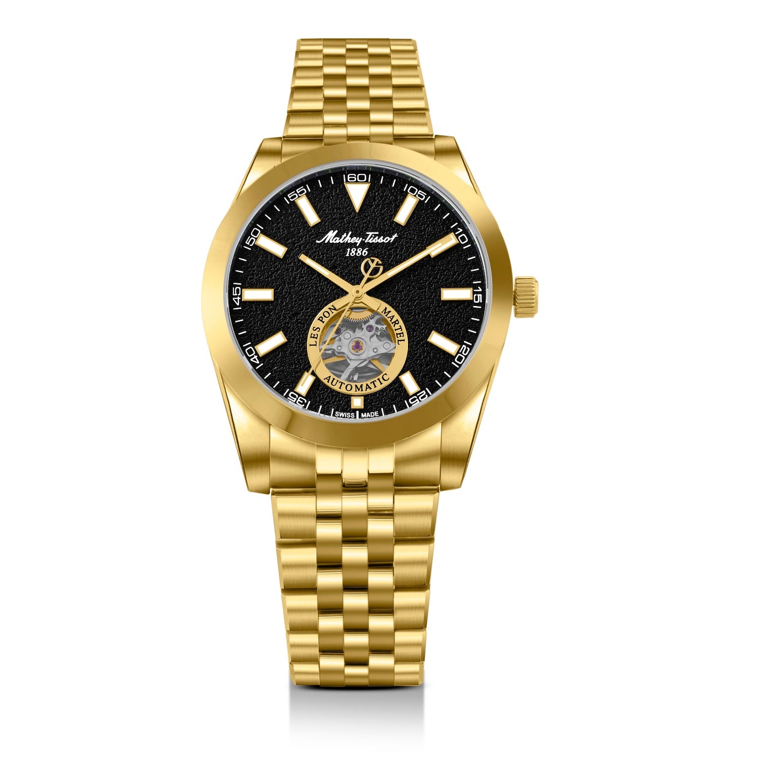 Mathey-Tissot Swiss Made Mathy I Open Heart Automatic Black Dial Analog Watch for Gents - EF1450ATPN