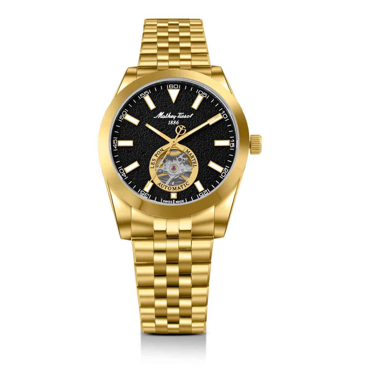 Mathey-Tissot Swiss Made Mathy I Open Heart Automatic Black Dial Analog Watch for Gents - EF1450ATPN