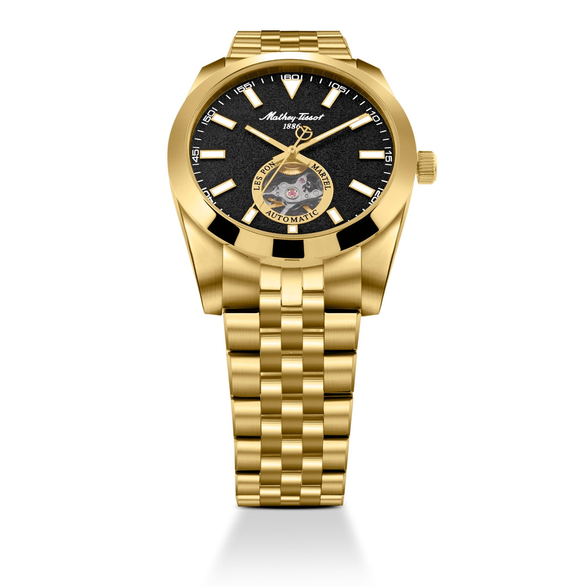 Mathey-Tissot Swiss Made Mathy I Open Heart Automatic Black Dial Analog Watch for Gents - EF1450ATPN