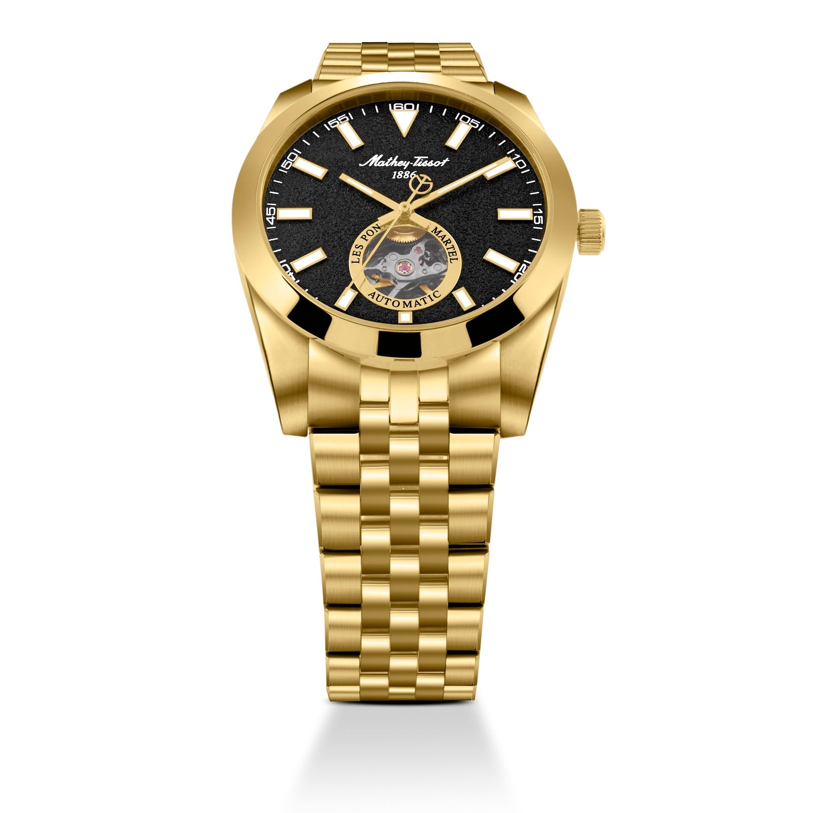 Mathey-Tissot Swiss Made Mathy I Open Heart Automatic Black Dial Analog Watch for Gents - EF1450ATPN