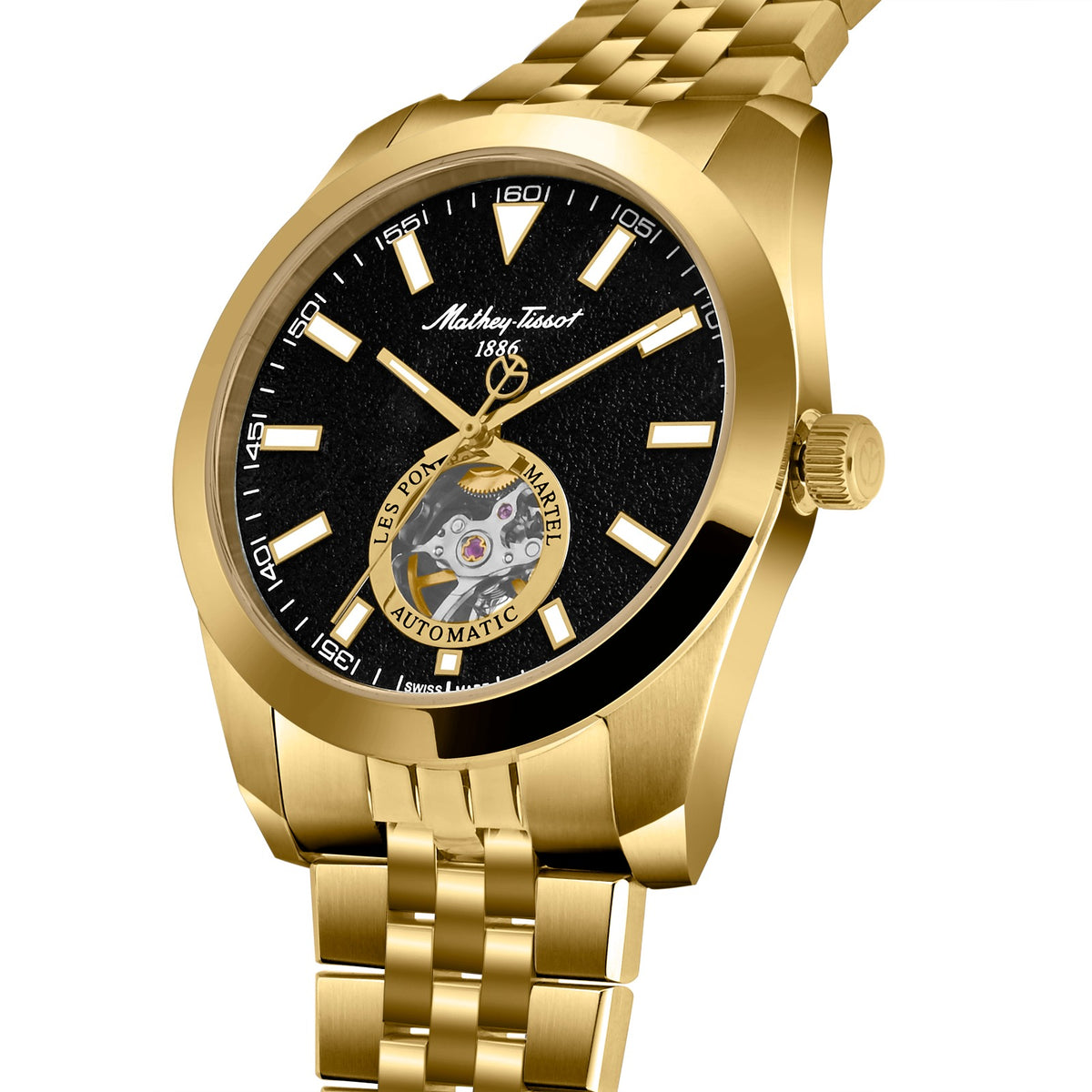 Mathey-Tissot Swiss Made Mathy I Open Heart Automatic Black Dial Analog Watch for Gents - EF1450ATPN
