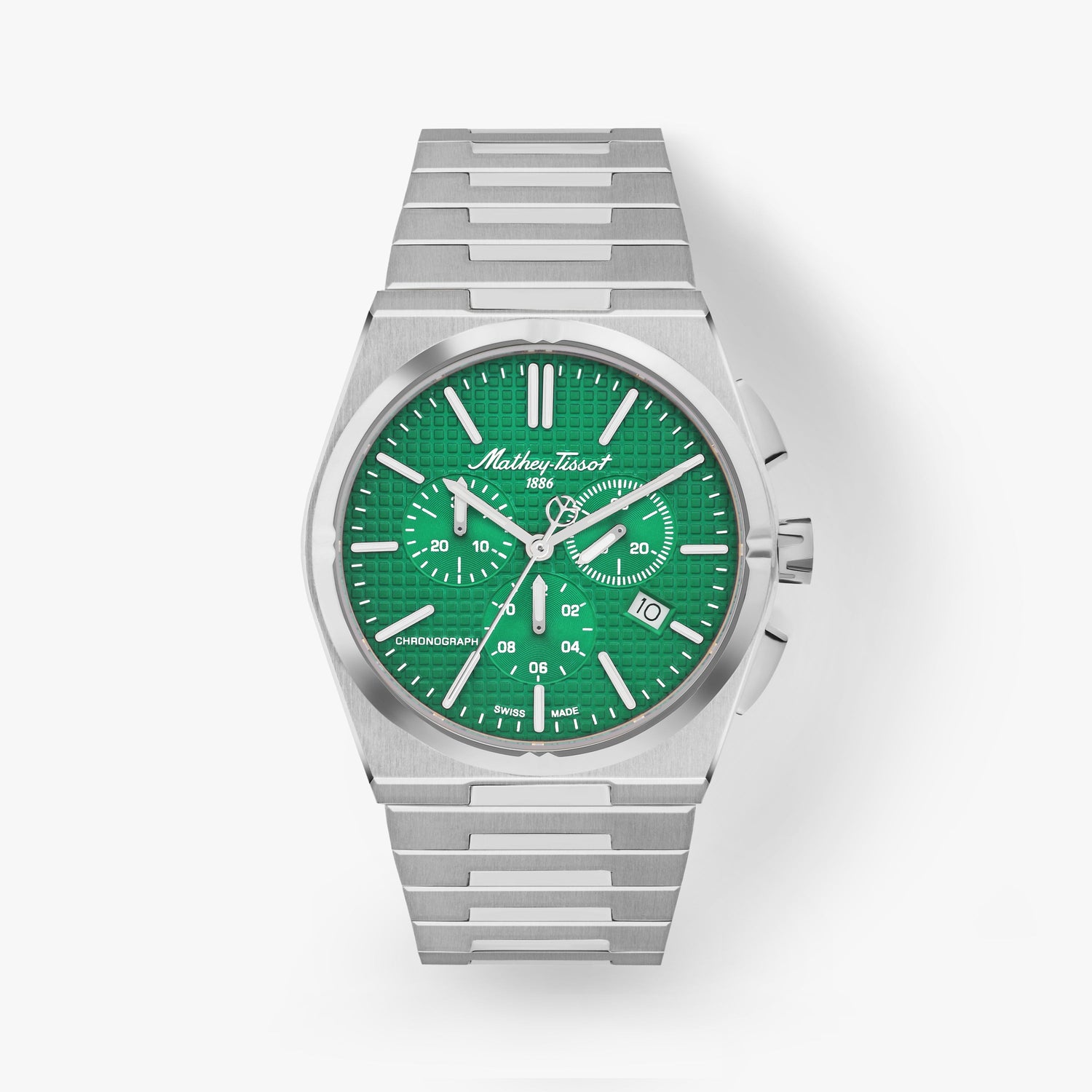 Mathey-Tissot Swiss Made Zeus Chrono Quartz Ronda 5030 Movement Green Dial Analog Watch For - Gents H117CHAV