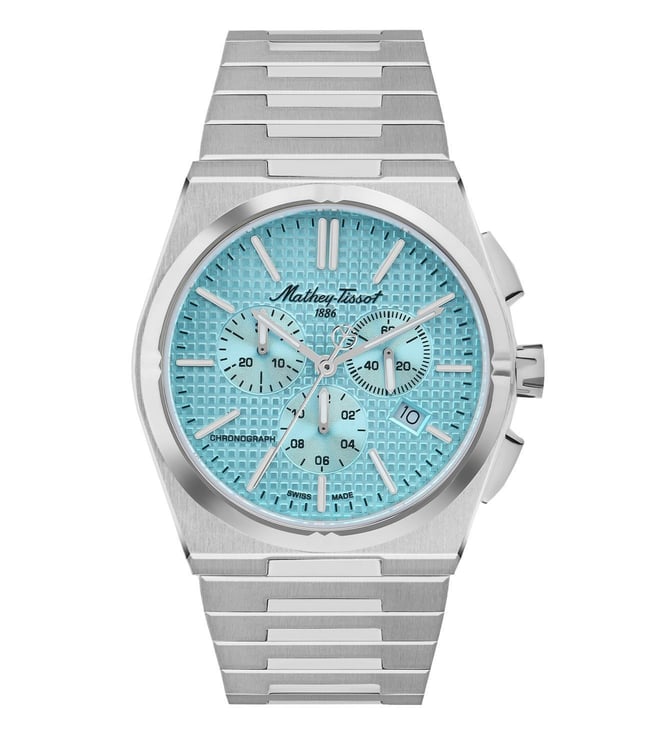 Mathey-Tissot Stainless Steel Blue Dial Quartz Chronograph Watch for Men - H117Chsk, Silver Band
