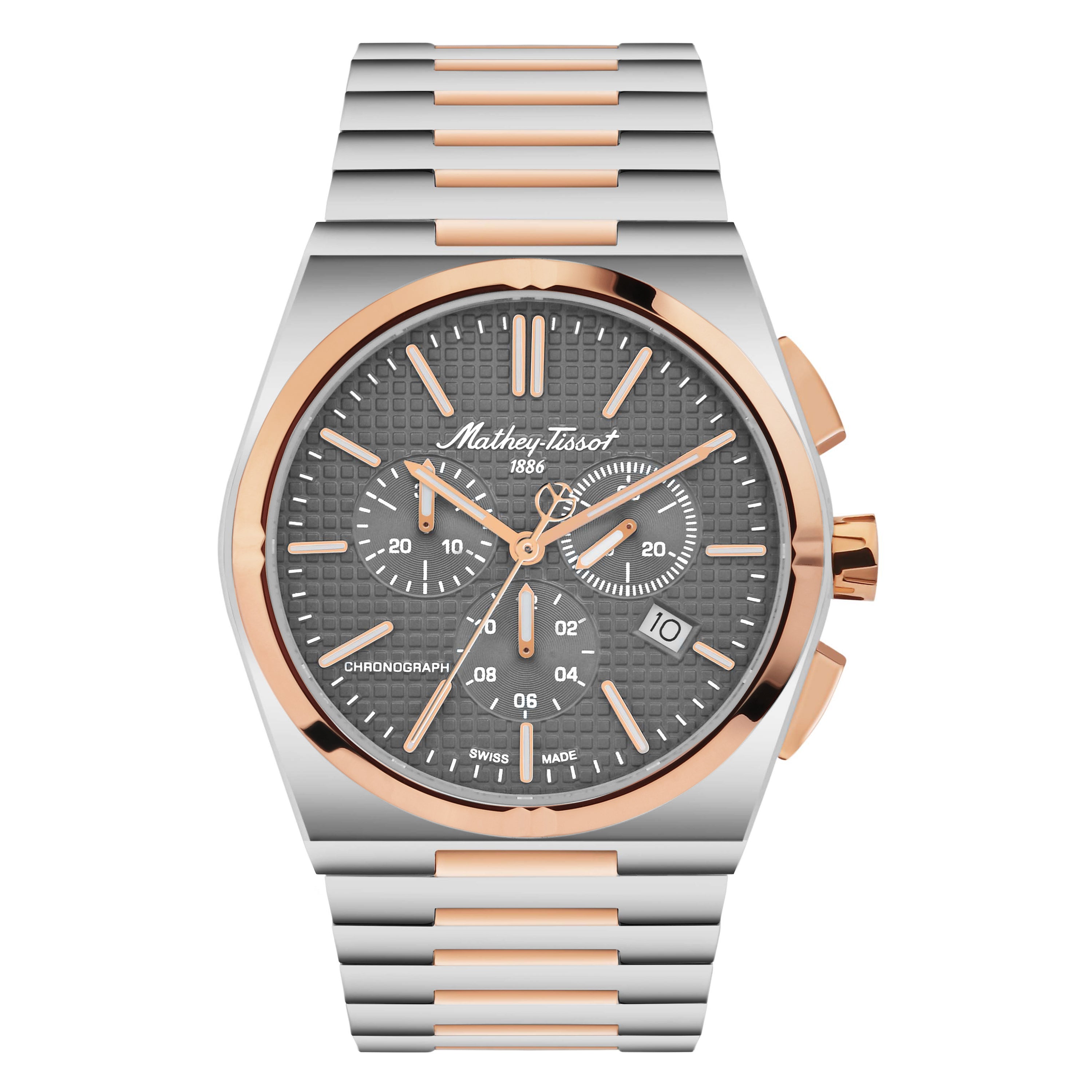 Mathey-Tissot Stainless Steel Blue Dial Quartz Chronograph Watch for Men - H117Chsk, Silver Band