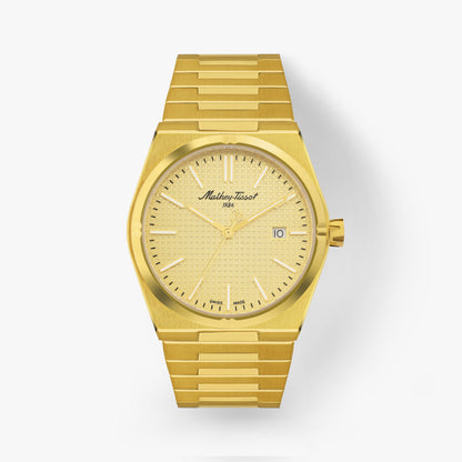 Mathey-Tissot Swiss Made Zeus  Quartz Ronda 515 Movement Gold Dial Analog Watch For - Gents H117PDI