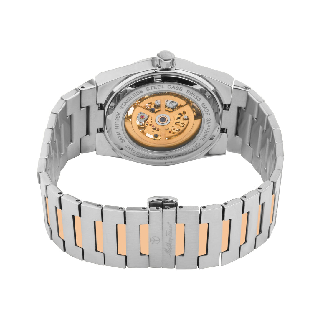 Mathey-Tissot Swiss Made Zeus Skeleton Two Tone Stainless Steel Grey Dial Automatic Gents Watch - H118CFRS