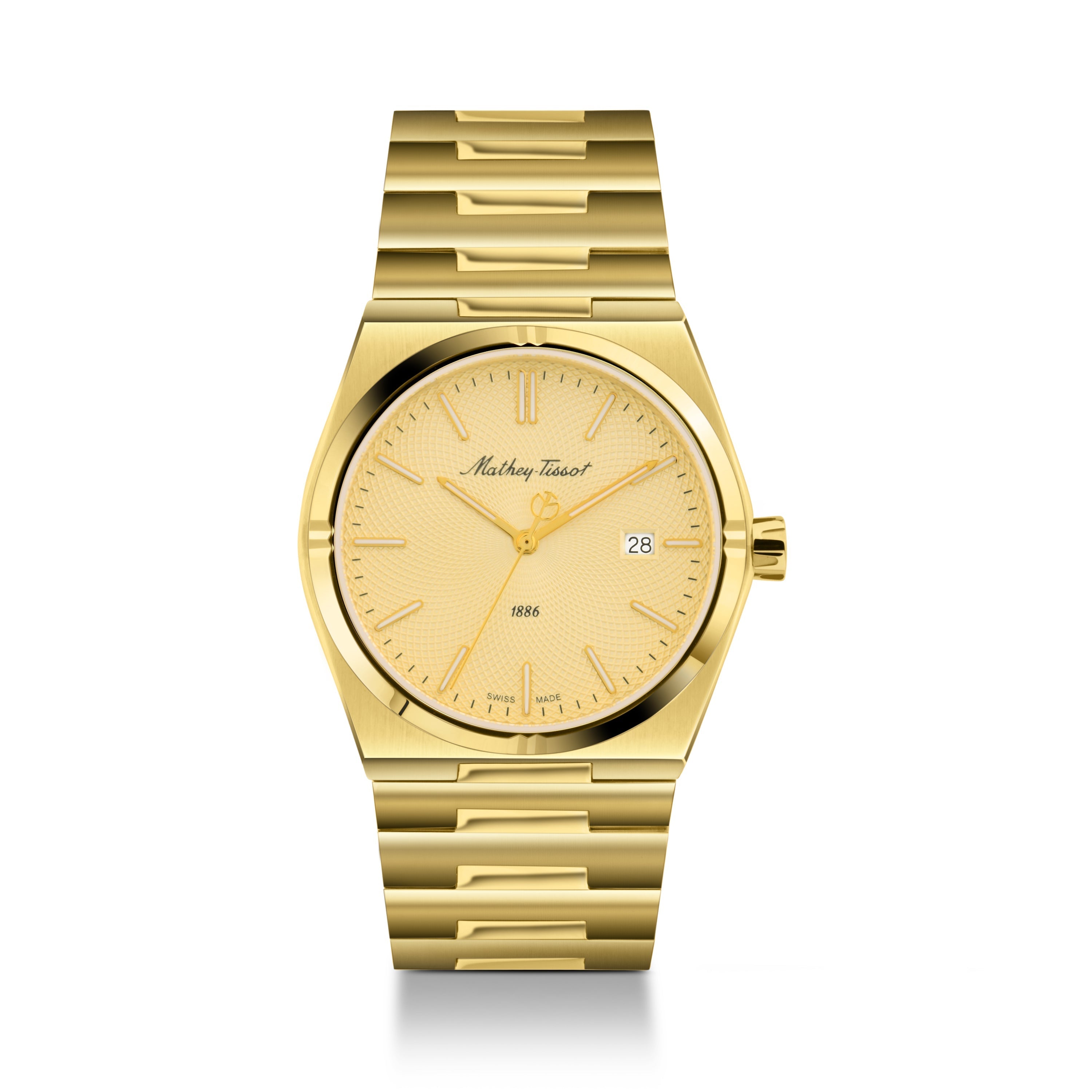 Mathey-Tissot Swiss Made Zeus Stainless Steel Gold Dial Quartz  Gents Watch- H118PDI