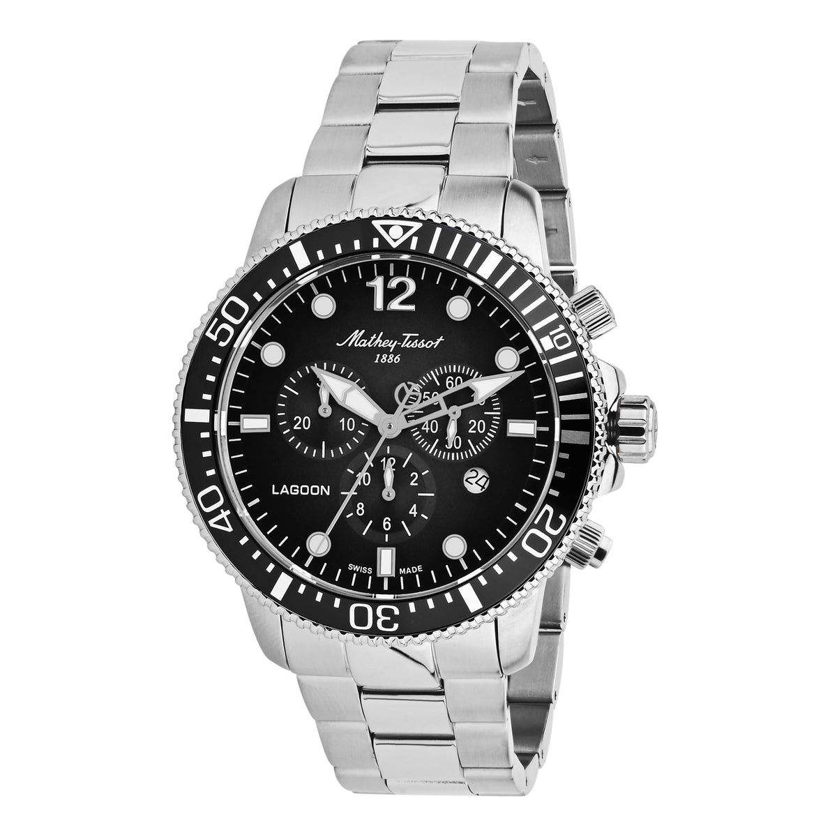 Mathey-Tissot Swiss Made Lagoon Chronograph Quartz 42.5 MM Black Dial Watch For Men- H123CHAN