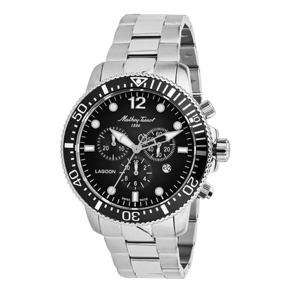 Mathey-Tissot Swiss Made Lagoon Chronograph Quartz 42.5 MM Black Dial Watch For Men- H123CHAN