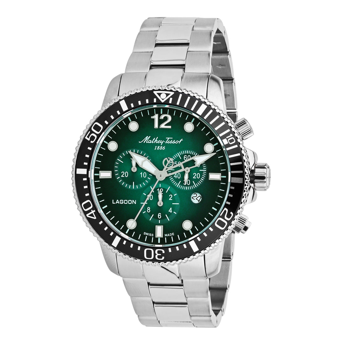 Mathey-Tissot Swiss Made Lagoon Chronograph Quartz Green Dial Mens Watch - H123CHAV